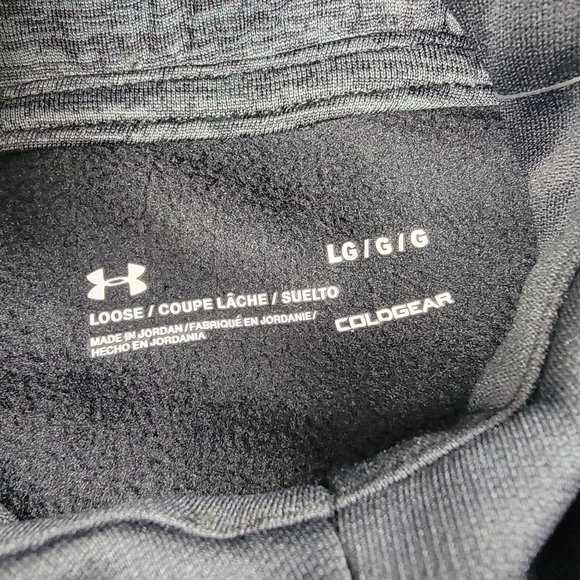 Under Armour Mens Large Black Big Logo Hoodie Graphic Print Long Sleeve - Picture 3 of 10